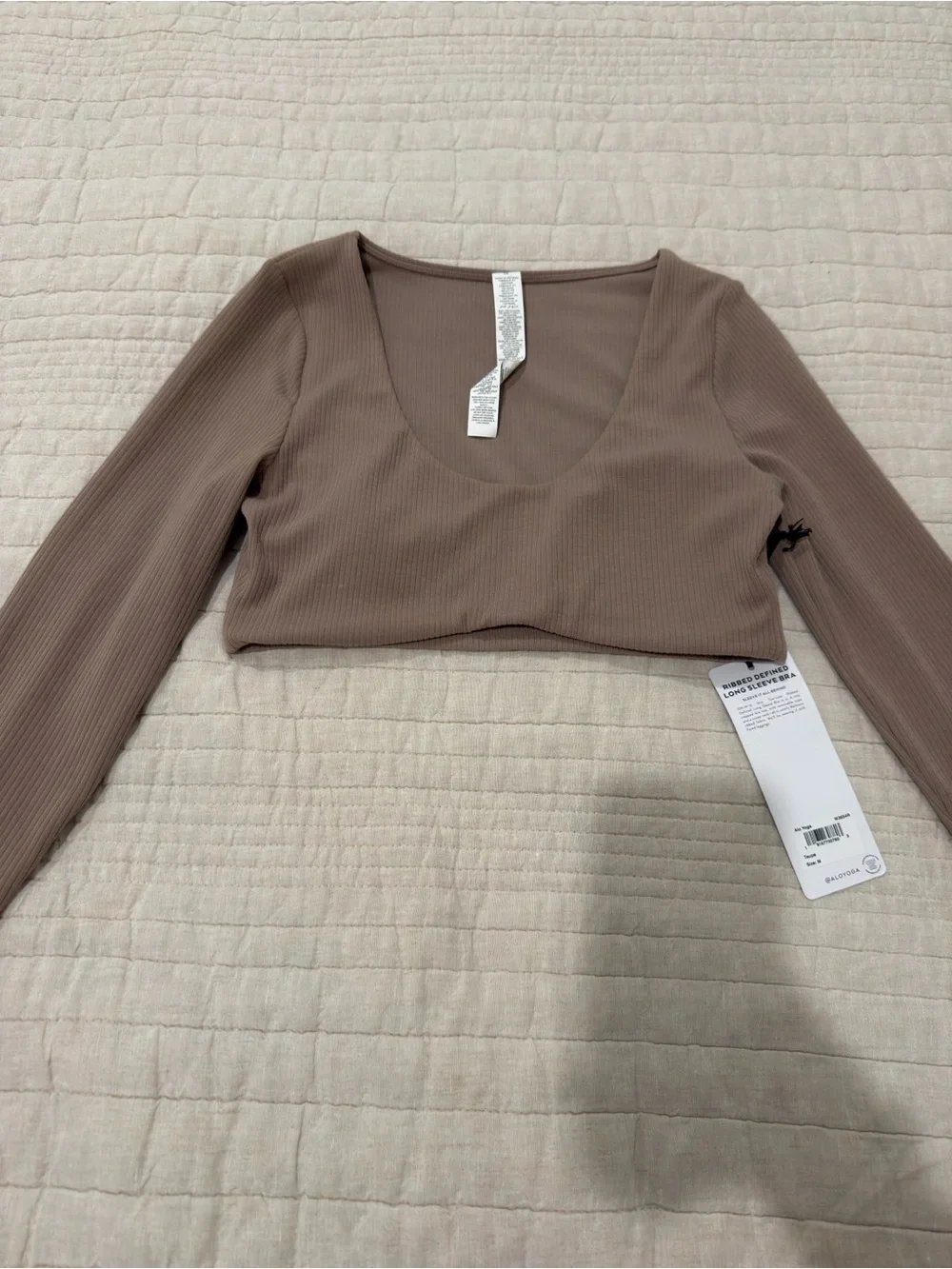 ALO Yoga Ribbed Defined Long Sleeve Bra - Taupe